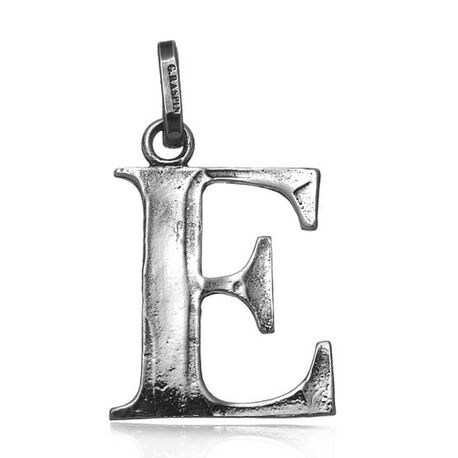 Zilveren letter E hanger raspini