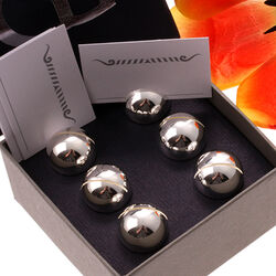 6 Verzilverde Naamkaarthouders Rond