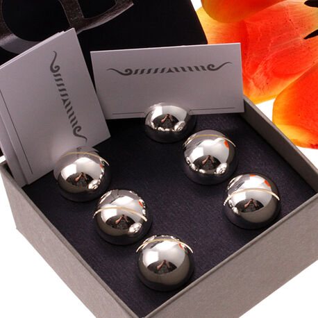 6 Verzilverde Naamkaarthouders Rond