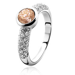 Zilveren ring champagne zirconia Zir840c