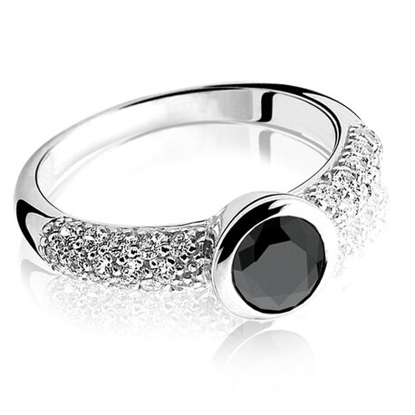 Zilver ring met zwart zirconia van Zinzi zir840z