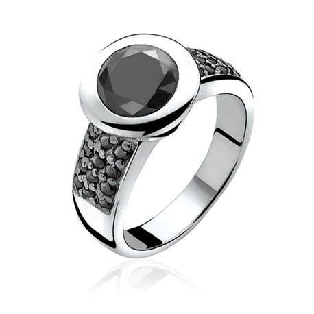 Zilver ring met zwart zirkonia zir841z