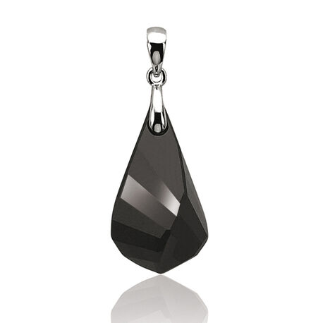 Zilveren hanger zwarte pegel kristal zih861z Zinzi