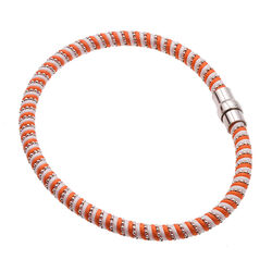Zijden armband wit oranje met zilver magneetsluiting