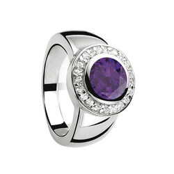 Zilveren ring met rond paars zirkonia zir460p