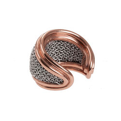 Roséverguld zilver ring met mesh Adami en Martucci am308
