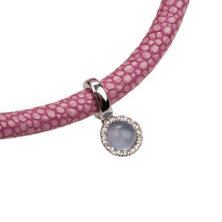 Side Click On charms wit en blauw zirkonia voor bedelarmband