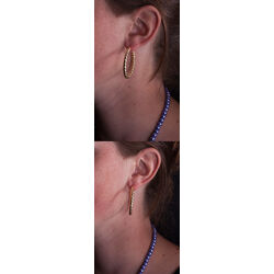 Verguld zilveren creolen met bewerkte buis 3,8 cm