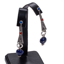 lange oorhangers lapis lazuli