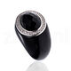 Grote ring onyx met zilver zirkonia