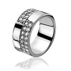 Zilver ring met twee banen zirkonia zir532 ZInzi