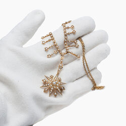 Gouden ketting ster hanger met parels