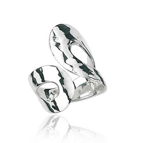 Grazen Zonnebrand negatief Zilveren ring lus met hamerslag - Elements SIlver sieraden leuke prijs