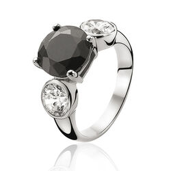 Zilveren ring grote zwarte zirkonia zir462