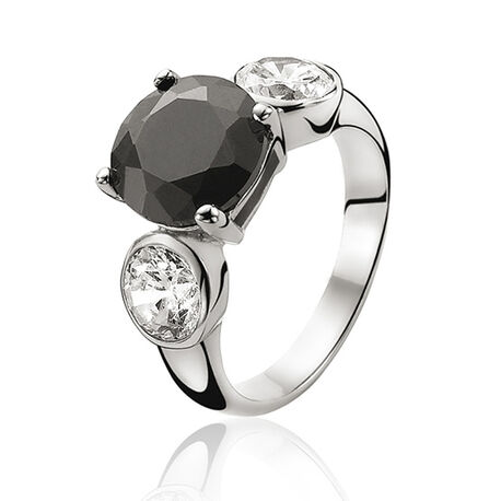 Zilveren ring grote zwarte zirkonia zir462