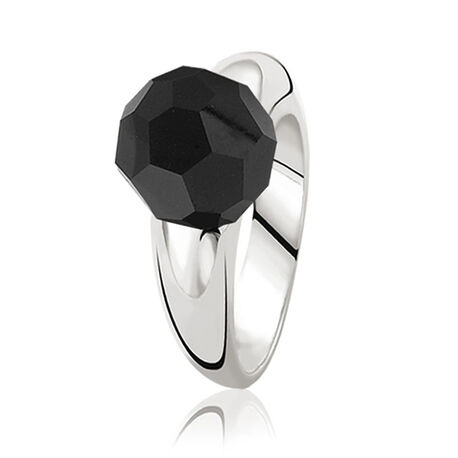 Zilveren ring zwarte bead Zinzi zir501