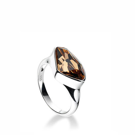 Zilveren ring Swarovski crystal bruin
