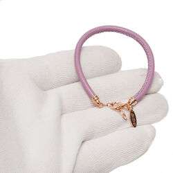 Side leren armband verguld zilveren sluiting paars leer