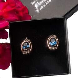 Vergulde oorbellen blauw strass