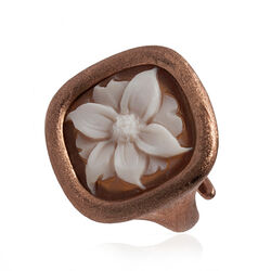 Diluca ring rosé mat zilver camee bloem