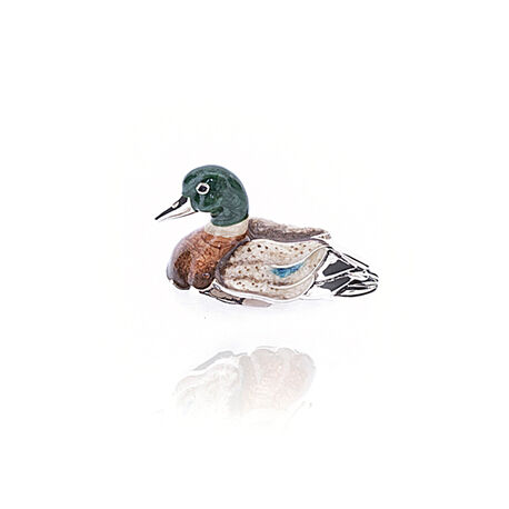 Zilveren tafelstuk eend met emaille van Saturno