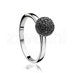 Zilveren ring zwart bolletje Zinzi ZIR915z