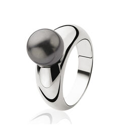 Zilveren ring grijze crystal parel ZIR456