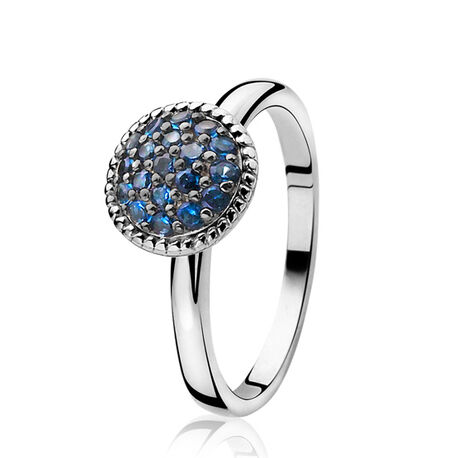 Zilveren ring met bol blauw zirkonia Zinzi ZIR930b