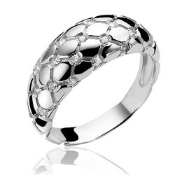 Zilveren ring ruitjes met zirkonia Zinzi ZIR876