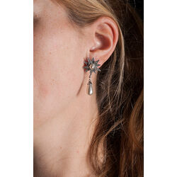 zilver oorbellen Sissi ster met parels