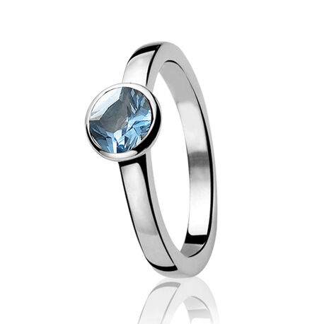 Smalle glad zilveren ring blauw zirkonia ZIR448 Zinzi