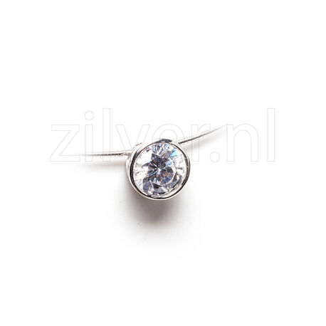 Zilveren schuifhanger zirkonia 10mm