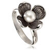 Zilver ring bloem met parel van Elements