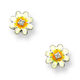 Zilveren oorbellen geel emaille bloem met diamant