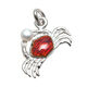 Zilveren charms met rood emaille krab met parel