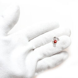 Zilveren charms met rood emaille krab met parel