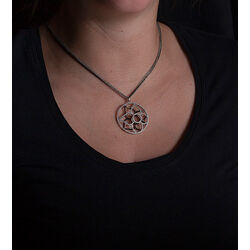 Silver Rose hanger met zwart en wit zirconia