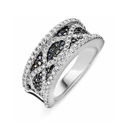 Zilver ring zwart en wit zirkonia Silver Rose