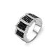 Zilver ring zwart met wit zirkonia Silver Rose