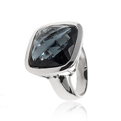 Zilveren ring grote blauwe zirconia Silver Rose