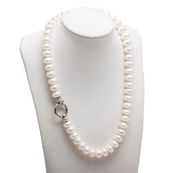 Zoetwater parelsnoer 45 cm zilver slot