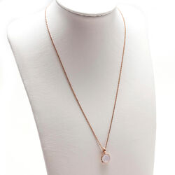 Rosé ketting met hanger chalcedoon wit
