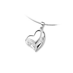 ZIlver hart hanger met zirkonia P6846 Silver Rose