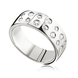 Brede zilveren ring met rijen zirkonia ZINZI ZIR574