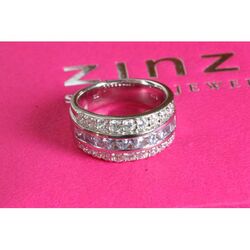 Zilveren Zinzi ring met wit en blauw zirkonia 