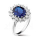 Zilveren ring grote blauwe zirkonia met witte kleintjes