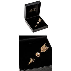 antieke gouden broche pijl bezet met parels