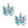Zilveren oorhangers blauw wit met diamant