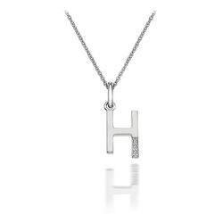 Zilveren hanger H met diamantje DP408 Hot Diamonds
