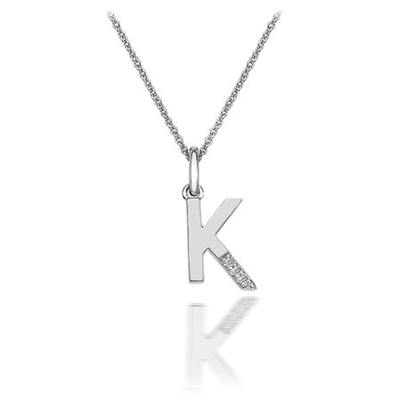 Zilveren hanger K met diamantje DP411 Hot Diamonds
